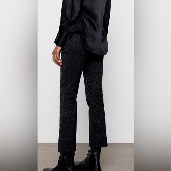Zara pants mini flare leopard cheetah printed crop pants - Picture 4 of 7